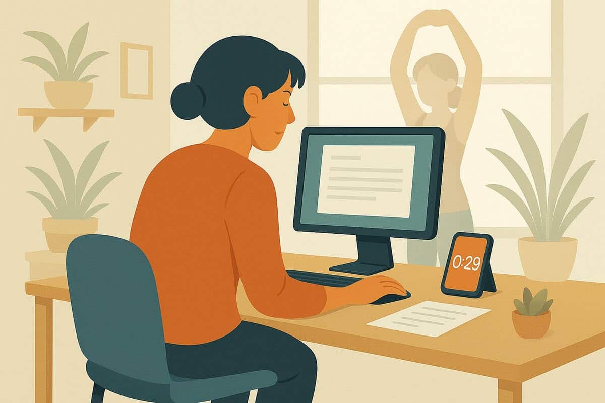 Female writer sitting at computer